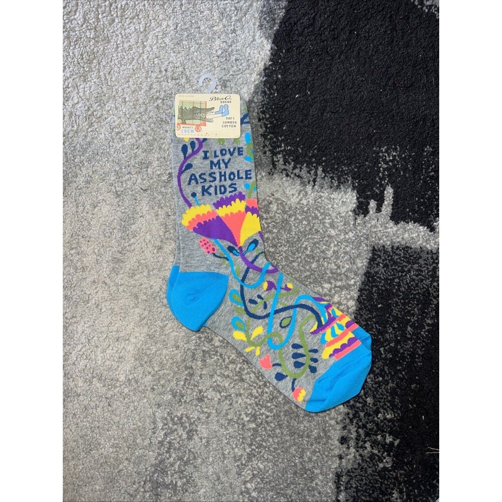 BlueQ 'I LOVE MY KIDS’ Women's Crew Socks Size 5-10 NWT